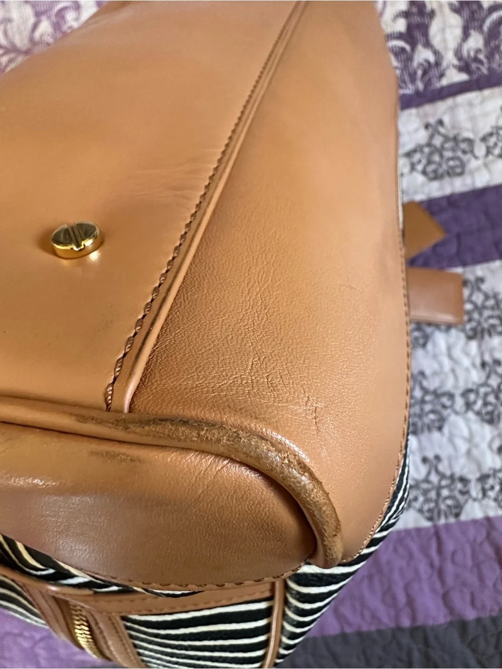Authentic Tory Burch Viva Striped Satchel - Very Good Condition
